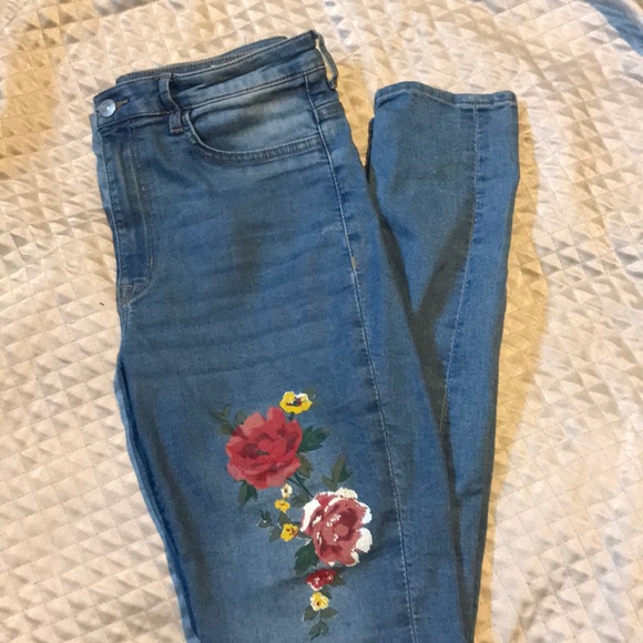 Floral high waisted jeans - Picture 1 of 1